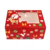 Cardboard Portable Christmas Gift Box Party Favor Holders Candy Cookie Boxes With Snowman Santa Claus Gifts Card