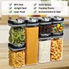 Black Sealed Food Storage Containers Bulk Jar Set for Cereal Plastic Organizer Kitchen Box Refrigerator Airtight Pantry Canister 211110