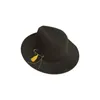 Geniş Memlu Şapkalar 2021 Sonbahar Klasik Fedoras Erkek Şapka Kadınlar İçin Erkek Şapka Chapeu Fedora Homem Bombacı Panama Kemer Kırmızı Yün Caz Kapağı