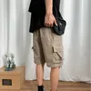 45kg80kg夏の新しいファッションブランドメンカジュアルショーツMulitpockets Drawstring Reflective Stickers Black Khaki Shorts Joggers 210412