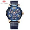 Armbandsur Montre Homme Classic Blue Leather Belt Men Watch Fine Strap Quartz Fashion Business Analog Clock Uhren Herren Waches 186n