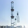 Glass Bong Straight Percolator Hookah Comb Disc Perc 3 Chambers With Plastic Keck Clip Ash Catcher Dome Showerhead 18mm Female Joint Bongs With Bowl