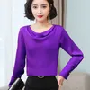 Blusas De Mujer De seda De moda coreana elegante Mujer De satén blusa sólida cuello en V camisa De talla grande 4XL Blusas De Mujer De Moda 210531