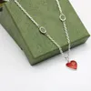 Designer Necklace Europe America Fashion Style Lady Engraved Letter 925 Sterling Silver Necklaces With Enamel Single Heart Pendant247W