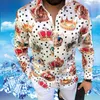 Plus la taille 3XL Hommes Polka dot vintage Chemisier Chemises À Manches Longues Automne Hawaïen Camicetta Chemise Coupe Ample Imprimé Blusa Motif Homme Vêtements Blouse