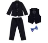 Nouveaux garçons noirs ensembles de mariage enfants bal fête formelle bleu smoking costume 3 pièces ensemble manteau gilet pantalon 8523595