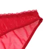 Kvinnors trosor Varsbaby Sexy S-XXL Big Red Garn Transparenta Briefs Low-Rise GenomeS-Through Andas