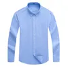 Buttoned Shirt OXFORD FABRIC 100% COTTON Shirt Mens Long Sleeve Business Casual Slim Fit Excellent Comfortable 5XL 210527