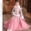 Vêtements ethniques Vêtements en coton pour enfants Hanfu pour femmes originales pour l'hiver froid et chaud Ensemble complet mignon de l'année améliorée