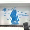 Creative Sailboat Acrylc 3d väggklistermärke Företag Inspirerande Spegel Vägg Klistermärken Klassrum Dorm Room Office DIY Heminredning 210705