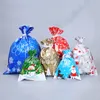 Jul Aluminiumfolie Återanvändbar Drawstring Merry Christmas Gift Cookies Candy Packaging Bag Wedding Sugar Snacks Storage