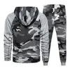 Mens Tracksuits Grey Camoflage Hoodies And Pants Men Running Suit Camo Sweatsuits 2 Piece Set Autumn Winter Outfits Men 210603