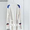 Women's Knits & Tees Beige CACHEMeRE Cardigan Women Long Letter Embroidered Back Oversized Sleeves Cape Coat Knitwears