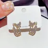 Stud Fashion Jewelry Design Sense Shines Zircon Butterfly Earrings 2021 Trend 14k Real Gold Plated Cz Birthday Gift