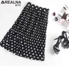 Czarny Biały Damska Tulle Polka Dot Szyfonowa Plisowana Spódnica Lato Kobiety Plus Size Harajuku Koreański Midi Flared Women 210629