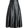 Высококачественная кожаная юбка женская мягкая смешанная овчина талия черная линия 2021 осень зима офис леди длинные женские юбки