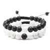 Beaded Strands DIEZI One Pair Men White Black Lava Beads Yoga Handmade Bracelet Women Natural Stones Weave Bracelets Pulseira Masculina Trum