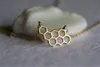 10PCS Gold Silver Honey Comb Bee Hive Necklace Cute Honeycomb Beehive Necklaces Hexagon Charm Pendant Chain Necklace Jewelry for Women Ladies Girl