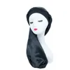 Long Hats Silk Satin Hair Bonnets Head Wrap Fitted Ponytail Elasticity Cap Droop Fashion Beanie Turban Women Lady W0281