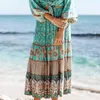 Bohème Skrits Femmes Taille Élastique Patchwork Floral Long Boho Jupes Rayonne D'été Pour Les Femmes Jupe De Vacances