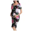 출산 드레스 2023 여름 여자 드레스 엄마 옷 임신 플로럴 패션 프린트 로브 팜미