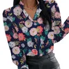 Sommer Floral Print Bluse Frauen Kleidung Stehkragen Langarm Büro Dame Shirts Tops Weibliche Casual Plus Größe Blusen 210603