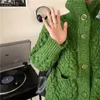 Green Gentle Sweet Warm Women Streetwear Loose Stylish Korean Cardigans Chic Ankomst Alla Matchtröjor 210421