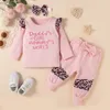 Euro American Girl Clothing Set Long Sleeve Letters Print Tshirt Pants Headband Autumn Cotton Soft Kids clothes Three Piece se6241300