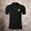 Moda Masculina de Verão Estilista Alemão Rock Punk Tigre e Coelho Hot Rhinestone Impresso Polo Camisa de Algodão Puro Slim Alta Qualidade Hip Hop Masculina T-shirt #PP0011