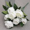 10 heads artificial peony flower flowers fake bunch flower artificial plant leaves flowers office home el wedding decor 210624