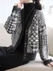 H.SA Dames Gebreide Cardigan Sweaters Vrouwelijke Vintage Jas V-hals Enkel Breasted Knitwear Lente Herfst Solid Plaid Poncho Tops 210417