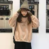 Ins mode letters plus fluwelen dikke sweatshirt vrouwen winter harajuku hoge kraag losse hooded casual vrouwelijke 210608