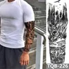 Bras complet tatouage temporaire manches autocollants fleur horloge et Animal temporaire Badyart pour hommes femmes adultes faux tatouages