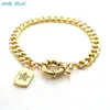 Link, Chain MHS.SUN Cubic Zircon Star Heart Cross Pendant Armband Mode Dam Flickor Fest Smycken Present Accessoarer