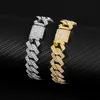 Link, Chain 15mm Iced Out Men Bracciale Hip Hop Cuban Link Bracciali per donna Crystal Rapper Hand Luxury Jewelry