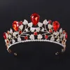 Arrivée magnifique bleu rouge couronne de mariée diadèmes de mode diadème doré pour femmes accessoires de cheveux de mariage bijoux 210616