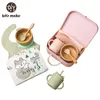 Faisons des couverts de bébé Babe Bib Baby nourrir un bol en bois avec ventouse cuillère en bois de cuillère en silicone cuillère boire tasse d'enfants boîte cadeau g1210