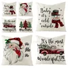 Christmas Pillow Covers Xmas Decorations Red Black Plaids Throw Cushion Pillow Case For Xmas Tree Truck Santa Claus SnowmanT2I52488