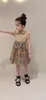 デザイナーガールズ格子縞のドレス2021夏の子供ボウフルフライスリーブドレスキッズコットンラティス服a68281407150