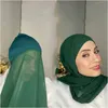 Ethnic Clothing Plain Chiffon Shawl With Jersey Underscarf Cap Islam Inner Scarf Headband Stretch Hijab Cover Headwrap Turbante