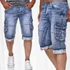Jeans hommes pantalons courts été décontracté streetwear vêtements pour hommes hip hop poche skinny denim jean pantalon shorts bleu 210723
