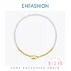 Enfashion Beads Colar de Pérolas para Mulheres Cor de Ouro Aço Inoxidável Colares Bicolor Presentes Collar Moda Jóias P203165