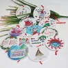 Ceramic Christmas Quarantine Ornaments Acrylic Round Christmas Tree Pendant Santa Wearing a Mask Xmas Decorations with rope