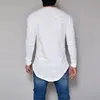 Mens Longline Camiseta Sólida Hip Hop Manga Longa Camisetas para Primavera e Outono Swag Roupas Slim Harajuku Tshirt270O