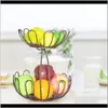 Korgar hushållsorganisation hem GardenLiving Room Tray Fruit Basket Draining Kitchen Organizer El Iron Double Layer Disp