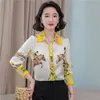 Luxe Satijn Gedrukt Runway Shirt 2023 Designer Lange Mouw Kantoor Dame Elegante Knopenblouse Lente Herfst Winter Vintage Mode High-End Slanke Zoete Zijden Tops