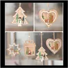 Festive Party Supplies & Gardenchristmas Tree Pattern Wood Hollow Snowflake Snowman Bell Decorations Colorful Home Festival Christmas Ornamen