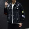 Denim Jacke Männer Frauen HipHop Streetwear Punk Rave Steampunk Motorrad Cowboy Graffiti zerrissene Outwear -Marke Jeans 210923