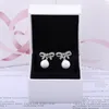 Klassieke stijl 925 Sterling zilveren strik Natuurlijke parels hanger oorbel originele doos voor Pandora Dangle oorbellen voor vrouwen