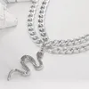 Chains Flatfoosie Double Layer Trendy Metal Snake Pendant Necklace For Women Chunky Link Chain Punk Hip Hop Jewelry Gift